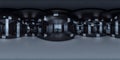 equirectangular panorama 360 degrees background, modern high contrast interior geometric black white elements HDRI Royalty Free Stock Photo