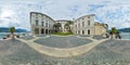 Equirectangular Panoramic 360 Degrees Panoramic View of Palazzo Borromeo in Lago Maggiore Borromean Gulf Piedmont, Italy