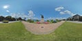 Equirectangular Panoramic 360 Degrees Panoramic View of Piazza Marconi and sidewalk in front by day at Lago Maggiore in Stresa,