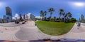 360 equirectangular photo Miami Bayside Marketplace sign on Biscayne Boulevard Royalty Free Stock Photo