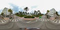 360 equirectangular photo Miami Beach Ocean Drive completly shut down Coronavirus Covid 19