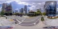 360 equirectangular photo Miami highrise skyscrapers and city scene Sunday