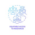 Equitable access to resources blue gradient concept icon