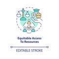 Equitable access to resources concept icon