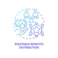 Equitable benefits distribution blue gradient concept icon