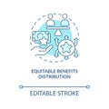 Equitable benefits distribution turquoise concept icon