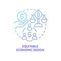 Equitable economic design blue gradient concept icon