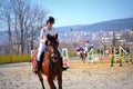 Equitation competition girl contestant Varna Bulgaria Royalty Free Stock Photo