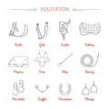Equitation equestrian sport equipment vector icons Royalty Free Stock Photo