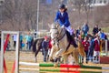 Equitation little girl horseback rider Royalty Free Stock Photo