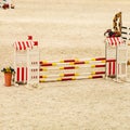 Equitation. Obstacle for jumping horses. Royalty Free Stock Photo