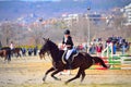 Equitation young girl contestant Varna Bulgaria Royalty Free Stock Photo