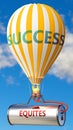 Equites and success - shown as word Equites on a fuel tank and a balloon, to symbolize that Equites contribute to success in Royalty Free Stock Photo
