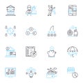 Equity market linear icons set. Stocks, Investments, Trading, Financial, Profit, Loss, Shareholders line vector and