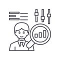 equity research line icon, outline symbol, vector illustration, concept sign