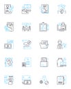 Equity trading linear icons set. Shares, Stocks, Investment, Assets, Returns, Portfolio, Securities line vector and