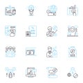 Equity trading linear icons set. Shares, Stocks, Investment, Assets, Returns, Portfolio, Securities line vector and