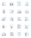 Equity trading linear icons set. Stocks, Trading, Market, Investments, Portfolio, Assets, Risk line vector and concept