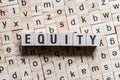 Equity word background on wood blocks