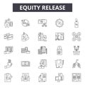 Eququity release line icons, signs, vector set, outline illustration concept