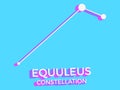 Equuleus constellation 3d symbol. Constellation icon in isometric style on blue background. Cluster of stars and galaxies. Vector
