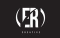 ER E R White Letter Logo Design with Black Background.