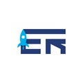 ER initial letter with rocket design logo, elements, icons, symbols, abstract, shapes. Creative inspiration idea with flat style Royalty Free Stock Photo