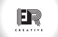 ER Logo Letter With Black Lines Design. Line Letter Vector Illus