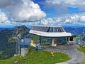 4er Sesselbahn Sternen zum Klein Sternen or 4-seater Chairlift Hoch-Ybrig - Seebli Kl. Sternen on the slopes of the Schwyz Alps Royalty Free Stock Photo