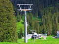 4er Sesselbahn Sternen zum Klein Sternen or 4-seater Chairlift Hoch-Ybrig - Seebli Kl. Sternen on the slopes of the Schwyz Alps Royalty Free Stock Photo