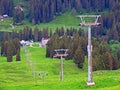 4er Sesselbahn Sternen zum Klein Sternen or 4-seater Chairlift Hoch-Ybrig - Seebli Kl. Sternen on the slopes of the Schwyz Alps Royalty Free Stock Photo