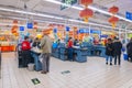 In the era of online shopping, the scene at the settlement office of wal-mart in China. Royalty Free Stock Photo