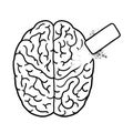 Erasing human brain outline illustration
