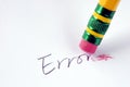 Erase the word Error with a rubber Royalty Free Stock Photo