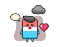 Eraser cartoon illustration is broken heart Royalty Free Stock Photo