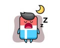 Eraser character cartoon sleeping at night Royalty Free Stock Photo