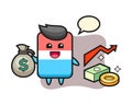 Eraser illustration cartoon holding money sack Royalty Free Stock Photo