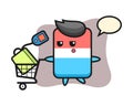 Eraser illustration cartoon with a shopping cart Royalty Free Stock Photo