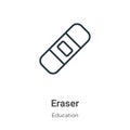Eraser outline vector icon. Thin line black eraser icon, flat vector simple element illustration from editable education concept Royalty Free Stock Photo