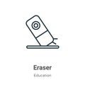 Eraser outline vector icon. Thin line black eraser icon, flat vector simple element illustration from editable education concept Royalty Free Stock Photo