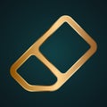 Eraser tool vector icon. Gradient gold metal with dark background