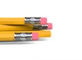 Erasers on the back end of the pencils - closeup shot