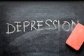 Erasing depression, hand written word on blackboard being erased Royalty Free Stock Photo