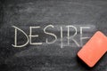 Erasing desire, hand written word on blackboard being erased Royalty Free Stock Photo