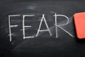 Erasing fear, hand written word on blackboard being erased Royalty Free Stock Photo