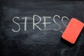 Erasing stress, hand written word on blackboard being erased