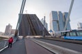 Erasmus bascule bridge opened in Rotterdam Netherlands Royalty Free Stock Photo