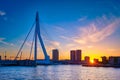 Erasmus Bridge on sunset, Rotterdam, Netherlands