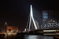 Erasmus bridge at night, Rotterdam Royalty Free Stock Photo