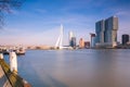 Erasmus bridge over the river meuse in Rotterdam - The Netherlands Royalty Free Stock Photo